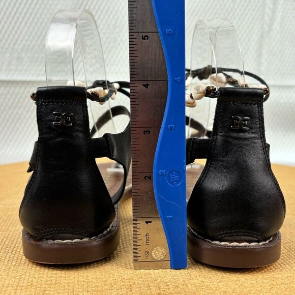 Sam Edelman | Women’s Black Leather Shell Flip Flop Tie Sandal | Size 6 - Picture 8 of 11